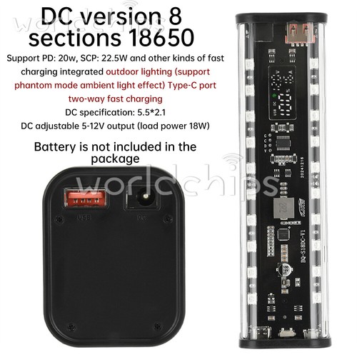8pcs 18650 battery - 8pcs, box